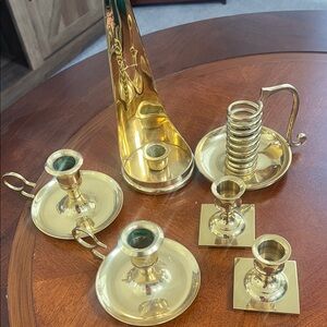 PartyLite Shiny Gold Candle Holder Collection